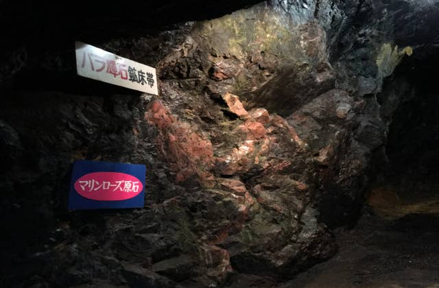 日本でここでしか見られないバラ輝石の鉱床帯
