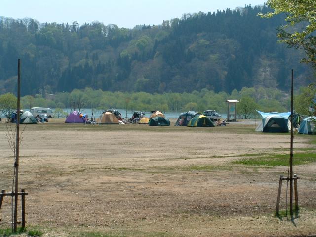 白川ダム公園キャンプ場のサイト風景