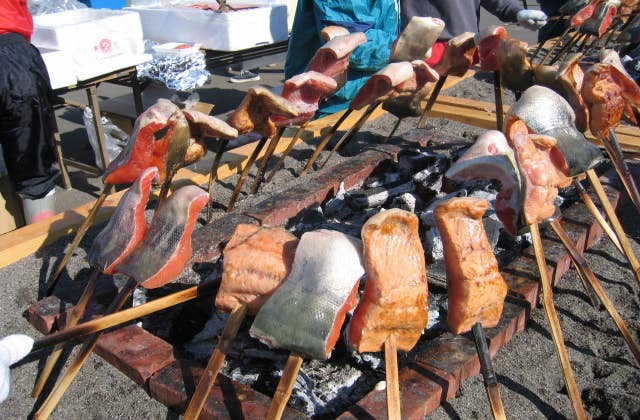 西別鮭の串焼き